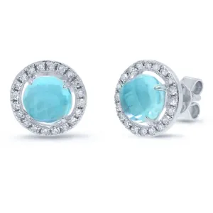 0.21ct Diamond & 2.38ct Blue Topaz 14k White Gold Earring