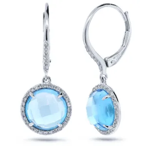 0.21ct Diamond & 6.36ct Blue Topaz 14k White Gold Earring