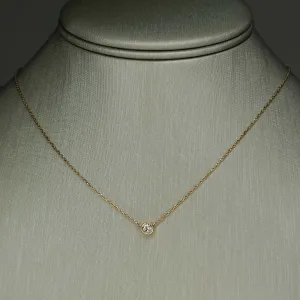 0.25ct Bezel Set Diamond Solitaire Pendant w/ 18" Necklace in 14K Yellow Gold