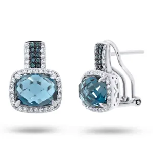 0.34ct Diamond & 5.72ct London Blue Topaz 14k White Gold Earring