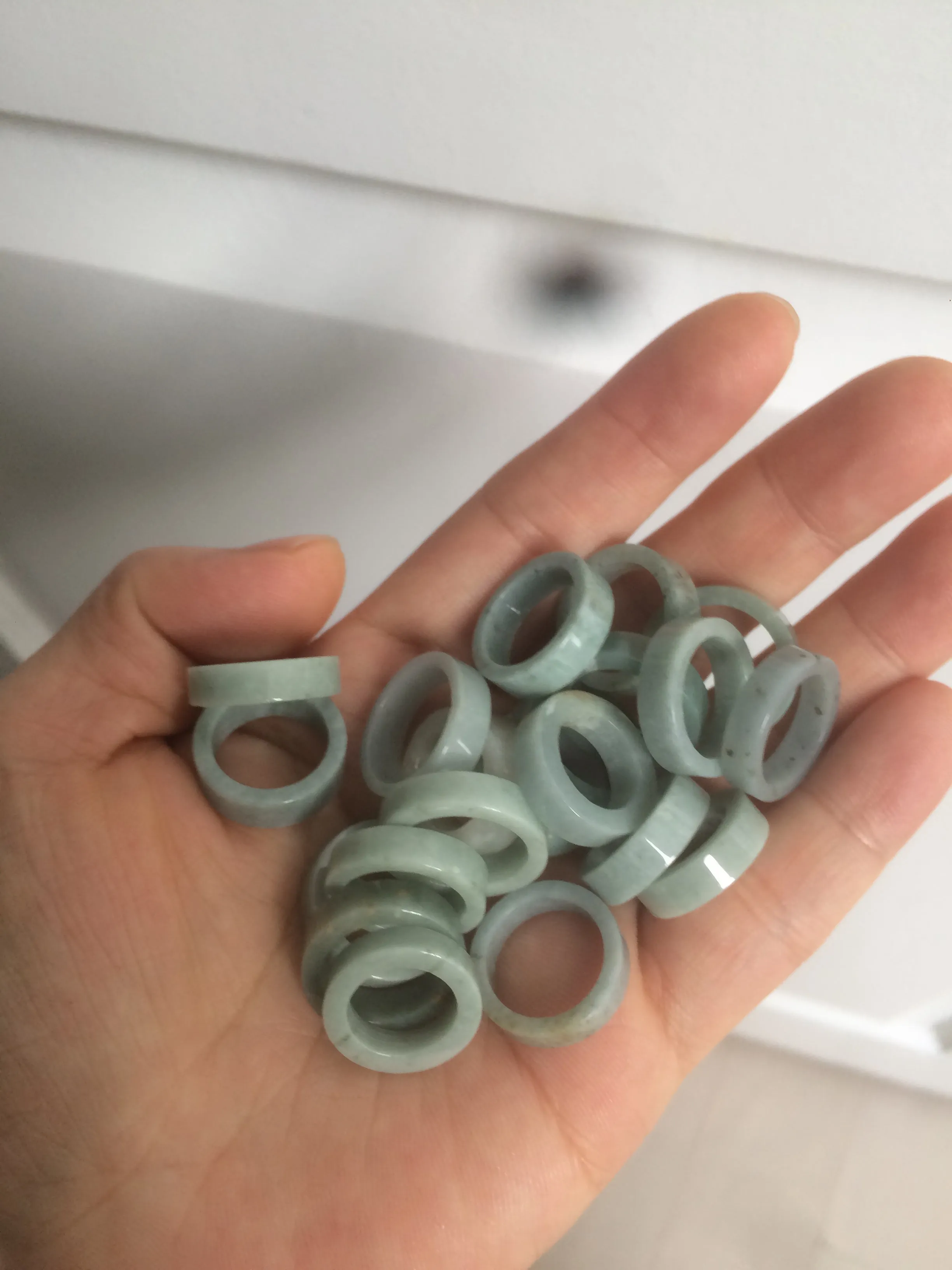 100% natural type A green/blue/gray jadeite jade ring shape beads AY23 (Add on item.)