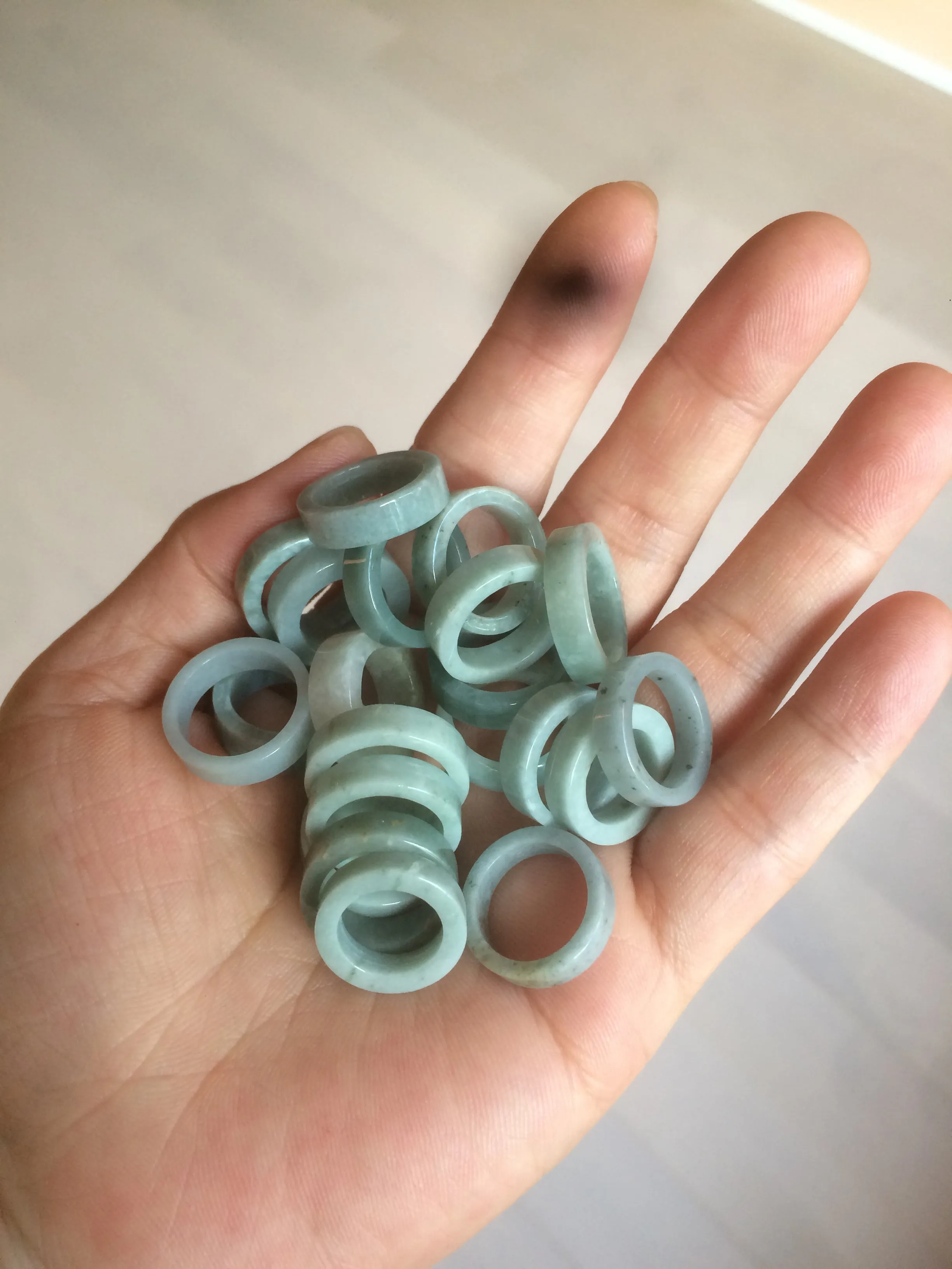 100% natural type A green/blue/gray jadeite jade ring shape beads AY23 (Add on item.)