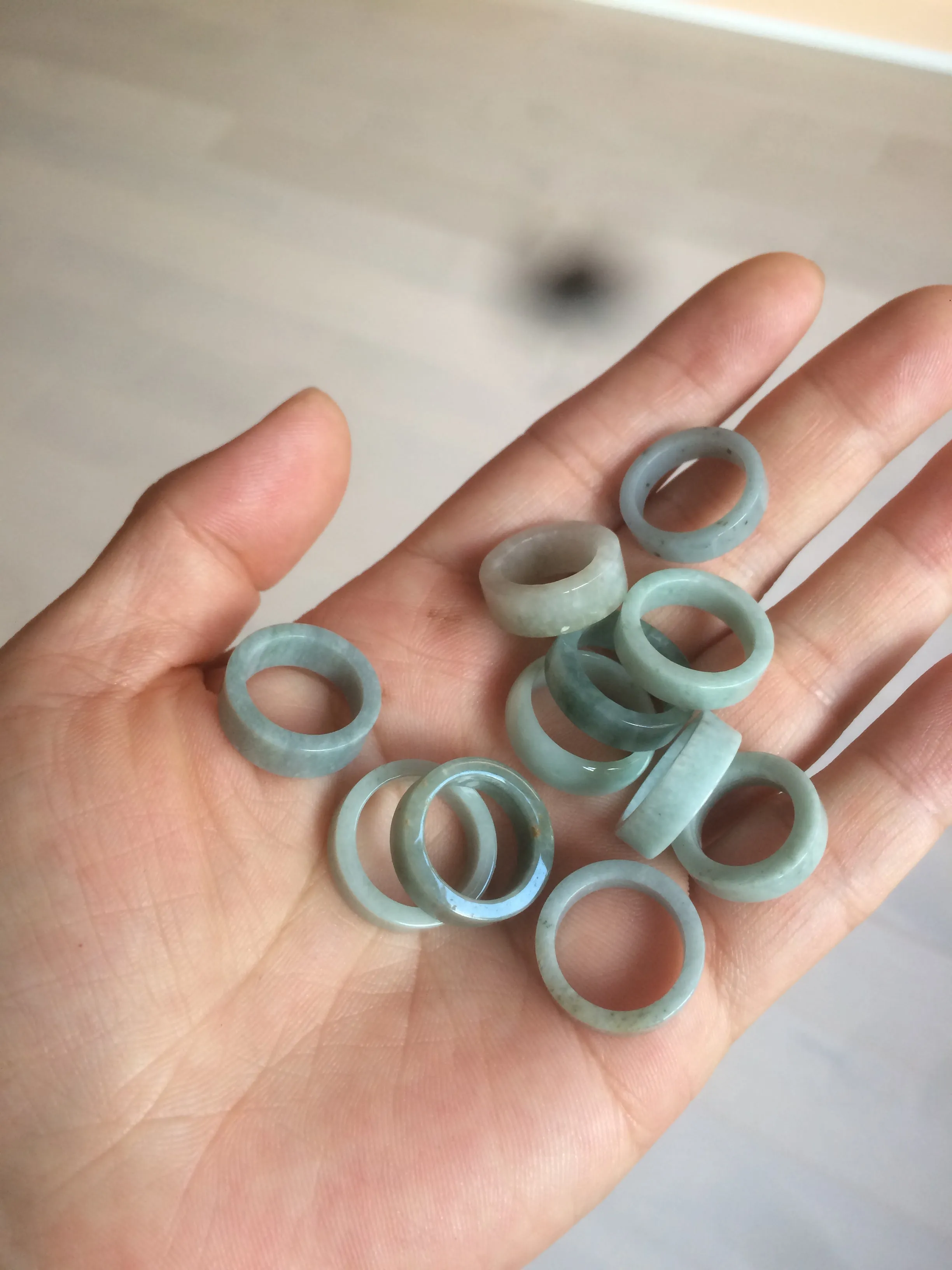 100% natural type A green/blue/gray jadeite jade ring shape beads AY23 (Add on item.)