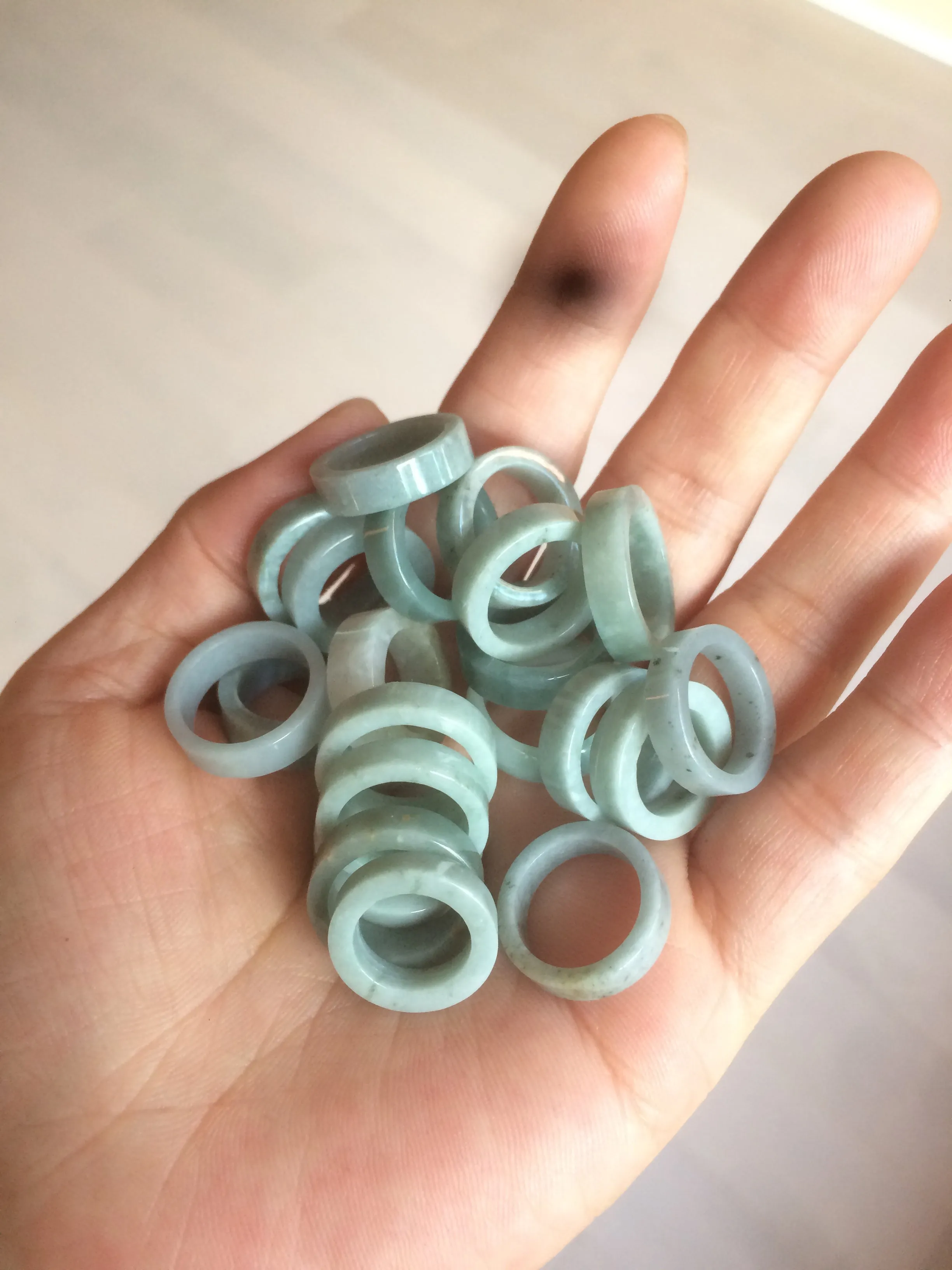 100% natural type A green/blue/gray jadeite jade ring shape beads AY23 (Add on item.)