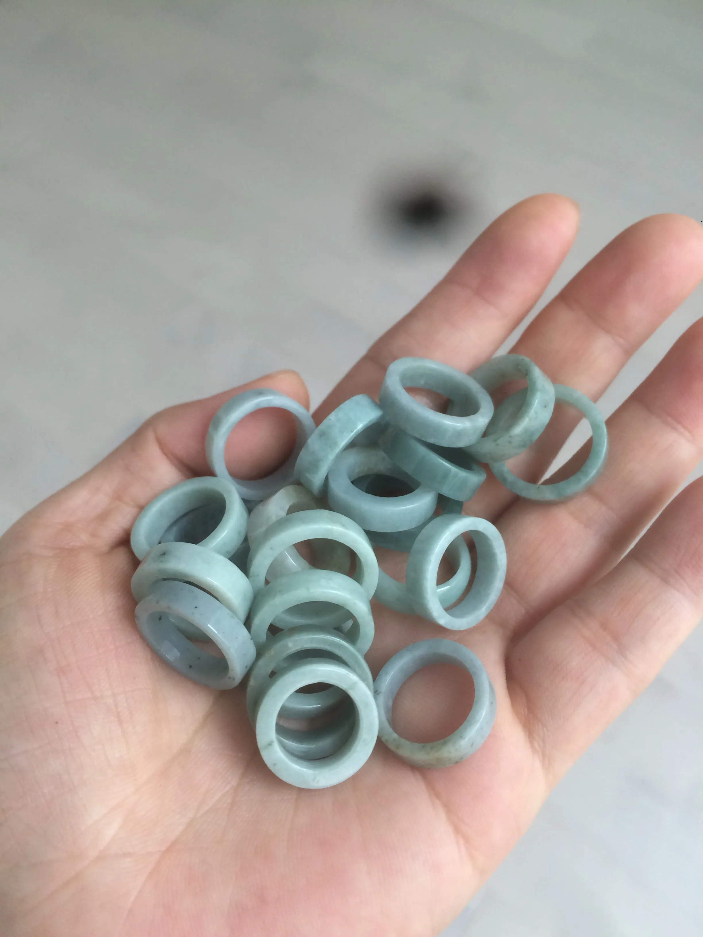 100% natural type A green/blue/gray jadeite jade ring shape beads AY23 (Add on item.)