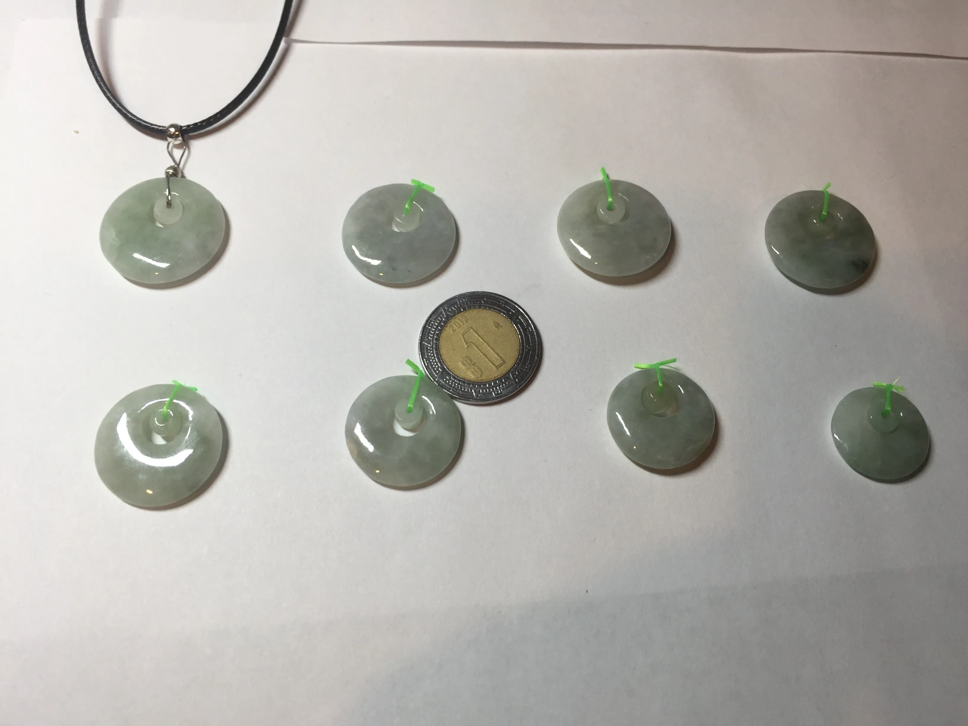 100% natural Type A light green/white concentric circle jadeite jade safety Guardian ring pendant BN28