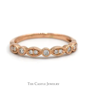 .10cttw Round Diamond Stackable Band with Alternating Round and Marquise Shape in 10k Rose Gold