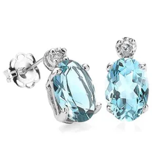 1.19 CT BABY SWISS BLUE TOPAZ & DIAMOND SOLID 10KT SOLID GOLD EARRINGS STUD