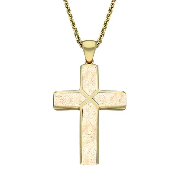 14ct Yellow Gold Coquina Four Stone Cross Necklace D