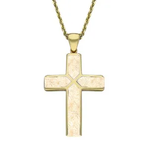 14ct Yellow Gold Coquina Four Stone Cross Necklace D