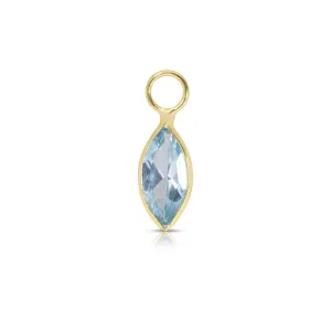 14K Gold Blue Topaz Marquise Earring Charm