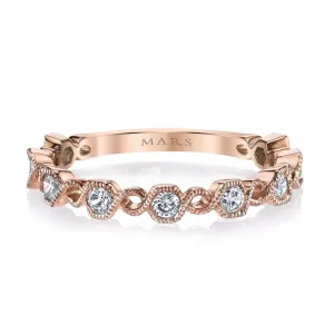 14K Rose Gold 0.37ct. Diamond Milgrain Detailing Stackable Fashion Ring