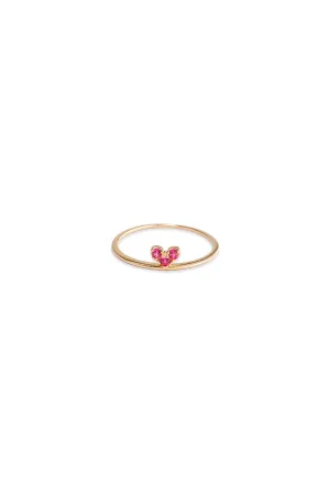 14K Solid Gold Pink Ruby Lab Grown Heart Stackable Ring