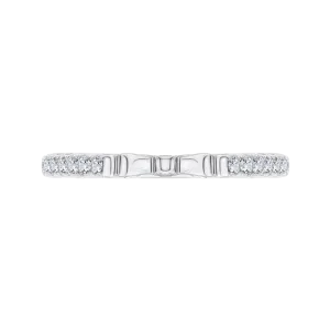 14K White Gold Round Diamond Wedding Band with Euro Shank