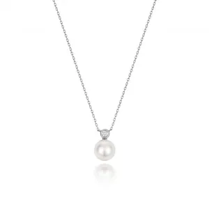 18ct White Gold Diamond & Akoya Pearl Necklace NDQ207W