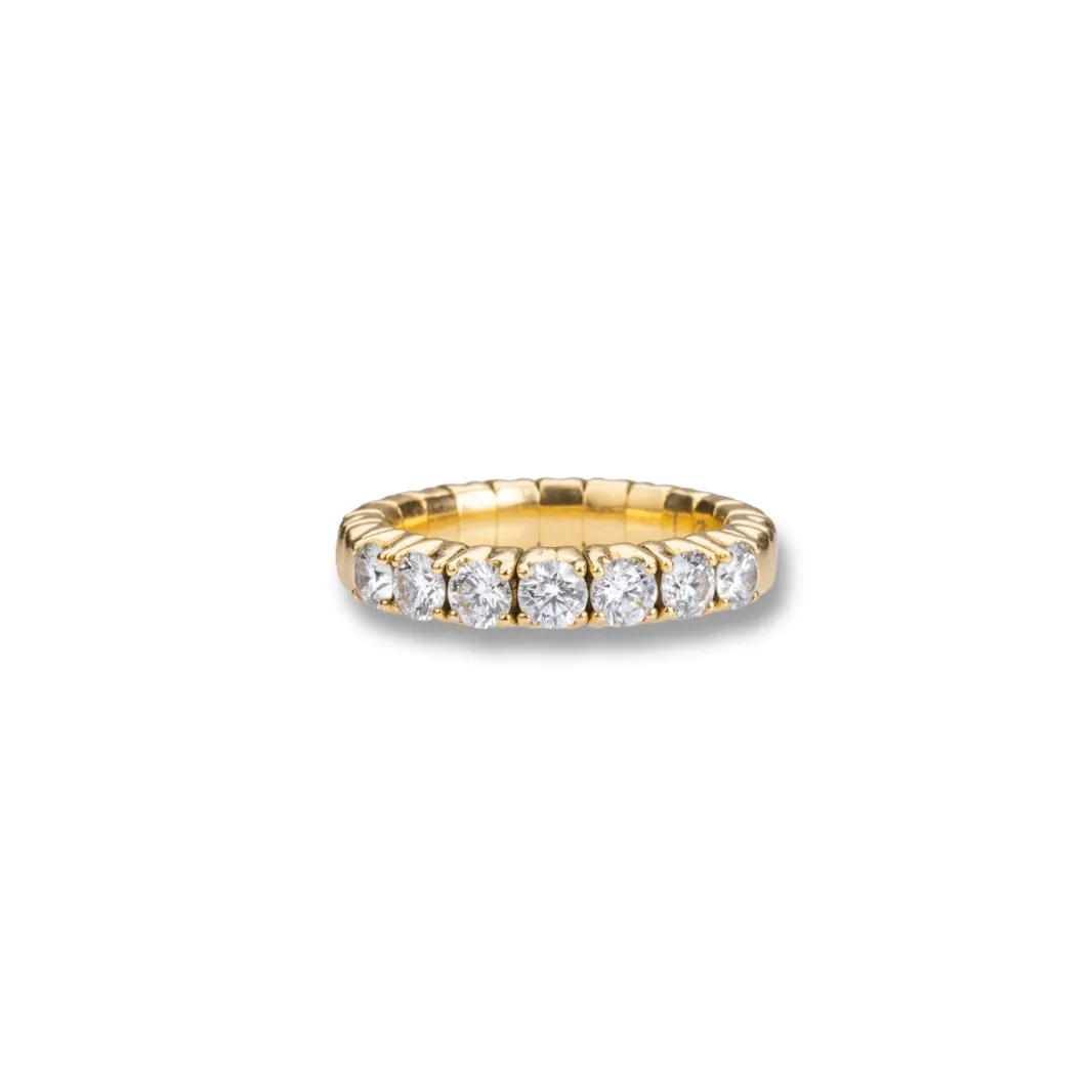 18K Gold Stretch Round White Diamond Half Eternity Rings