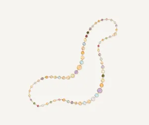 18K Yellow Gold Long Graduated Gemstone Necklace