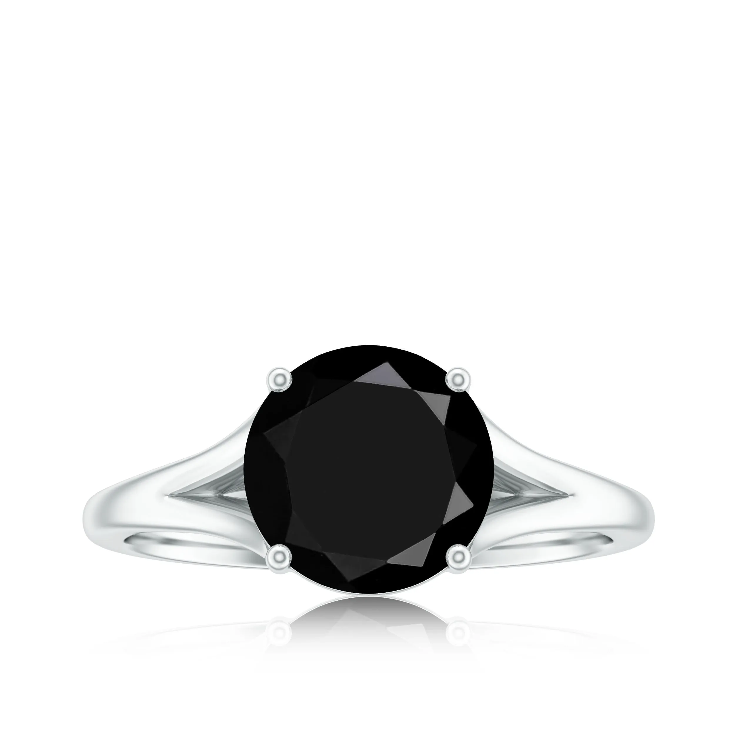 2 CT Black Onyx Solitaire Ring with Hidden Moissanite in Split Shank