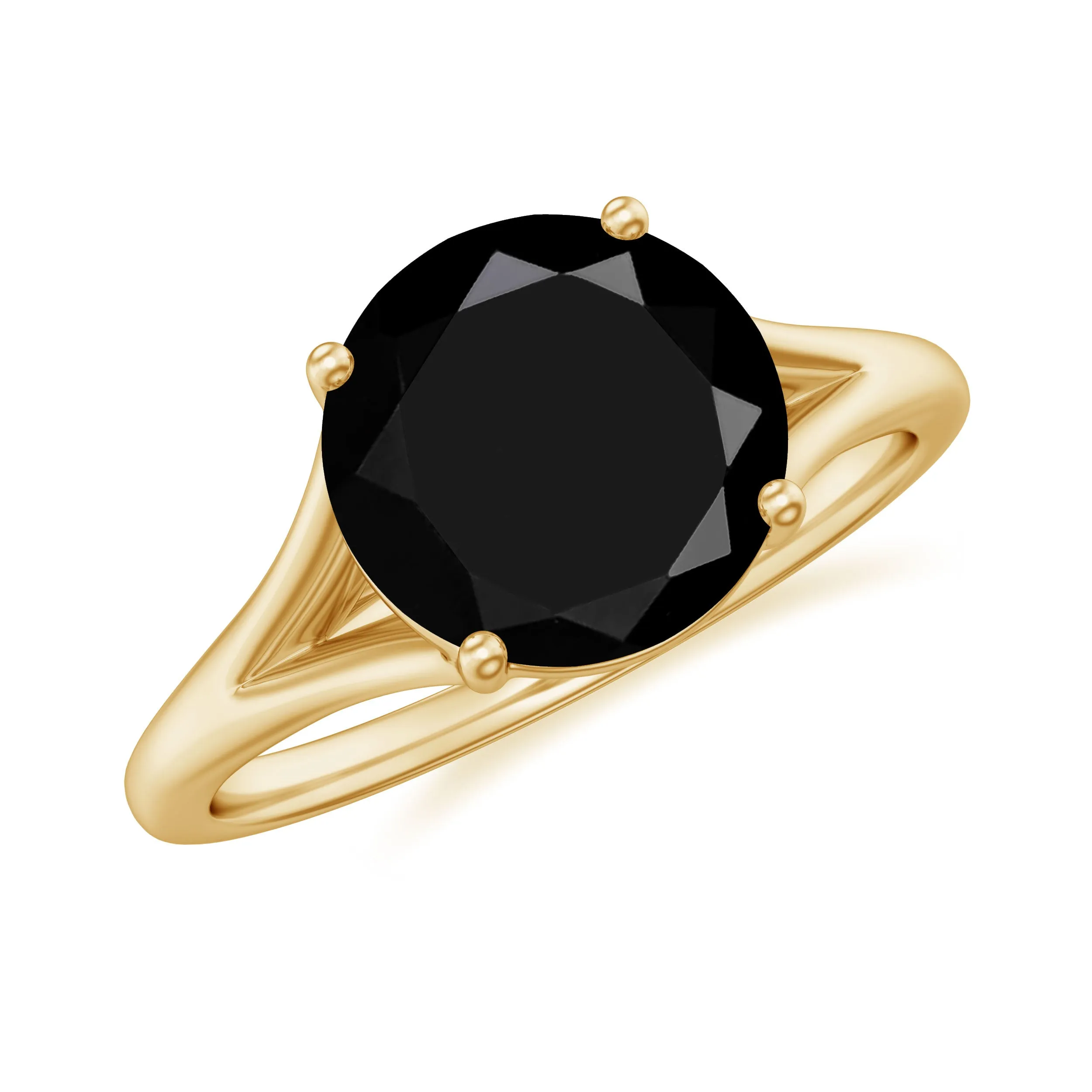 2 CT Black Onyx Solitaire Ring with Hidden Moissanite in Split Shank