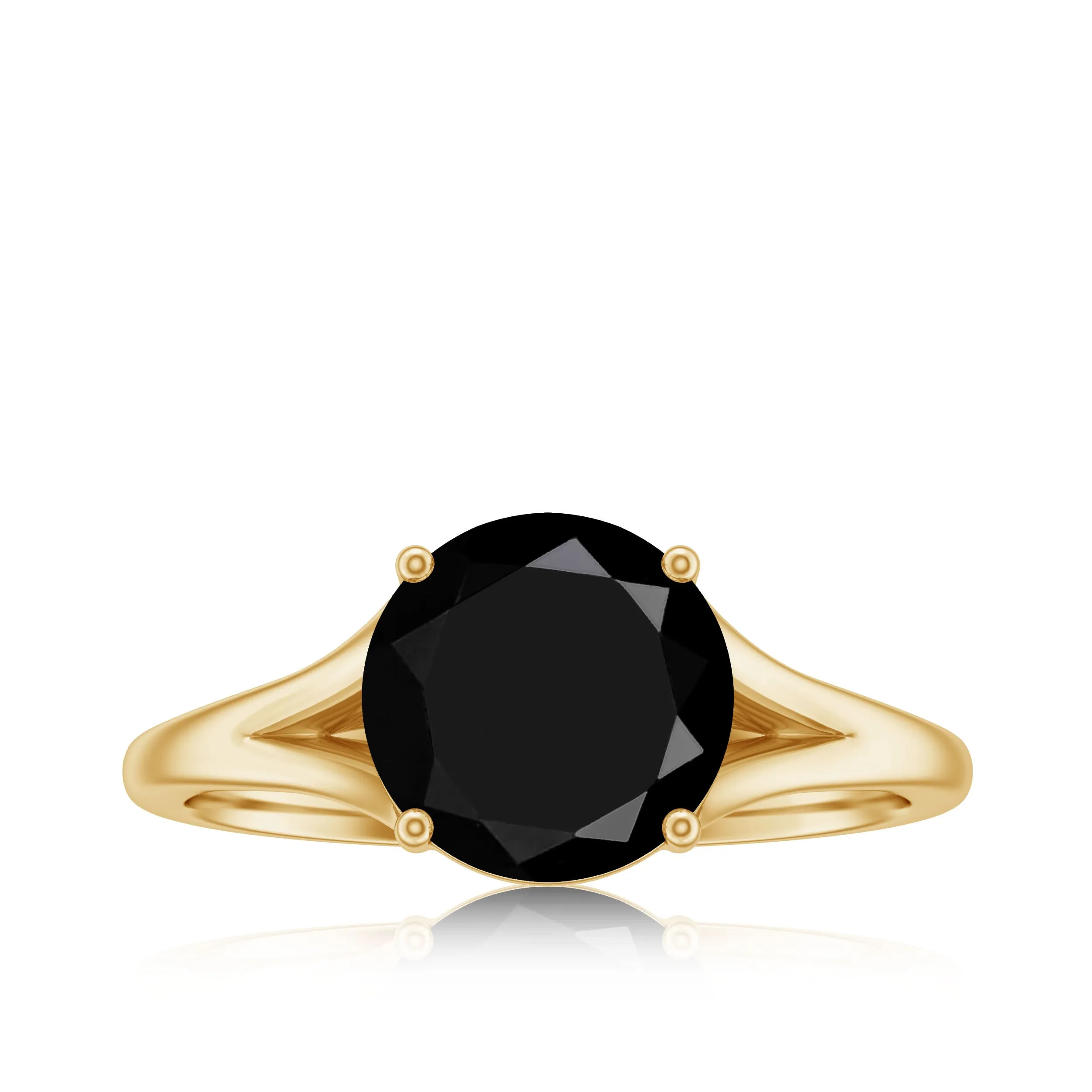 2 CT Black Onyx Solitaire Ring with Hidden Moissanite in Split Shank