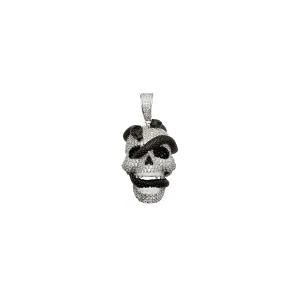 3-Dimensional Distressed Skull And Snakes Pendant (Silver)