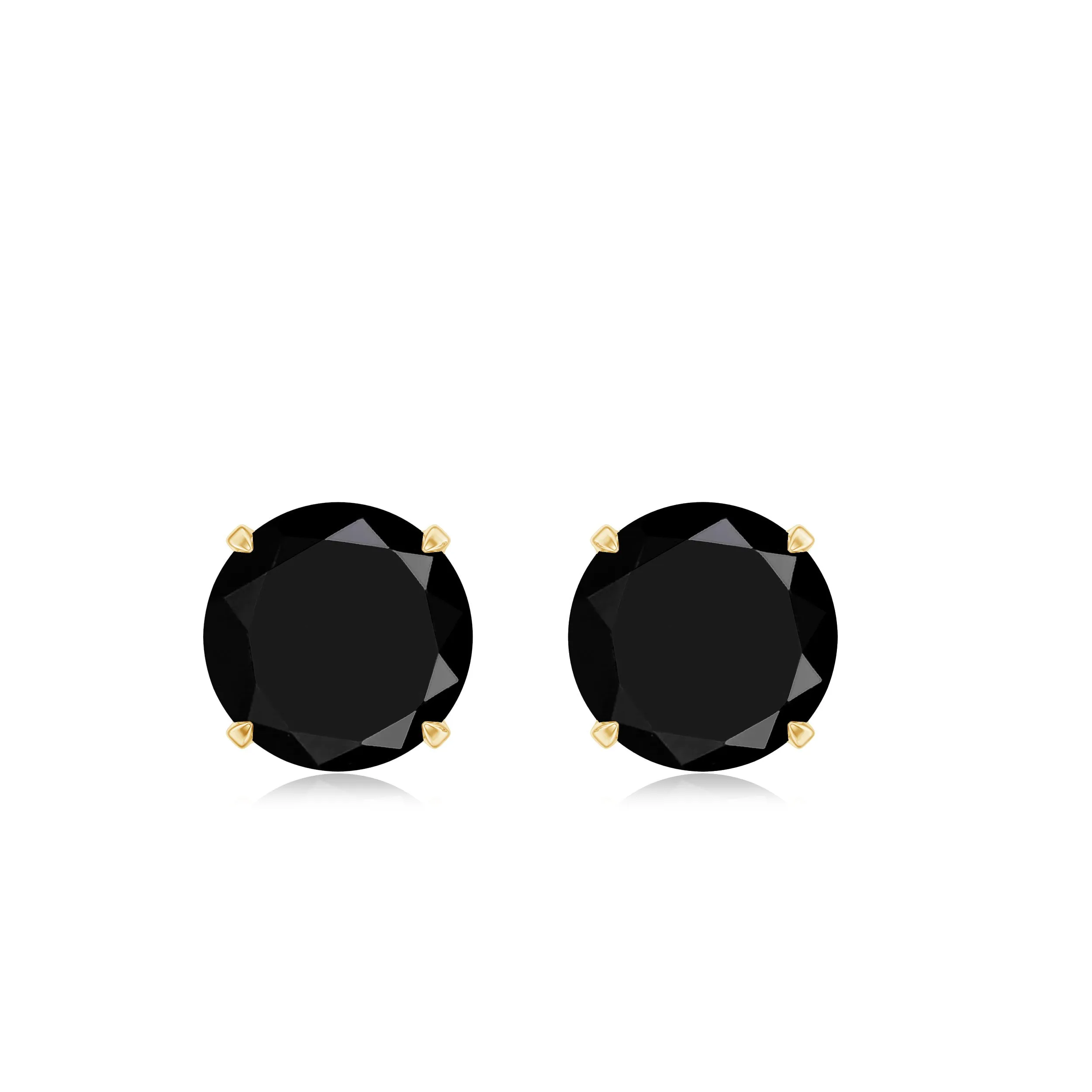 5 MM Round Black Onyx Solitaire Stud Earrings in Claw Setting