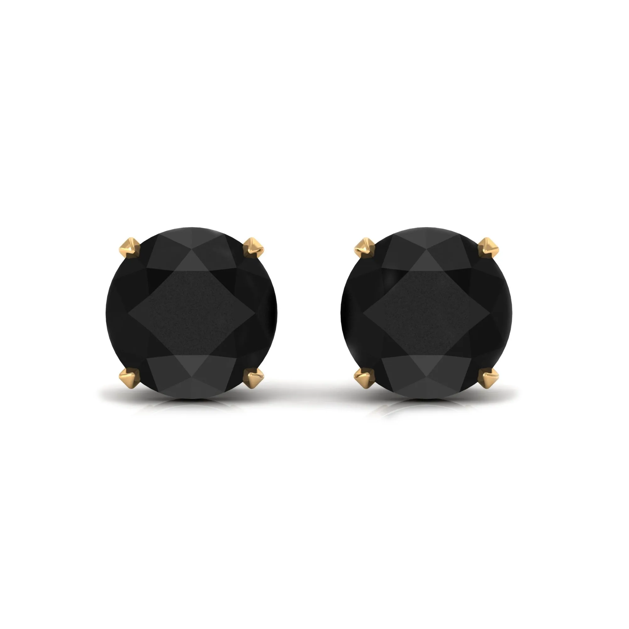 5 MM Round Black Onyx Solitaire Stud Earrings in Claw Setting