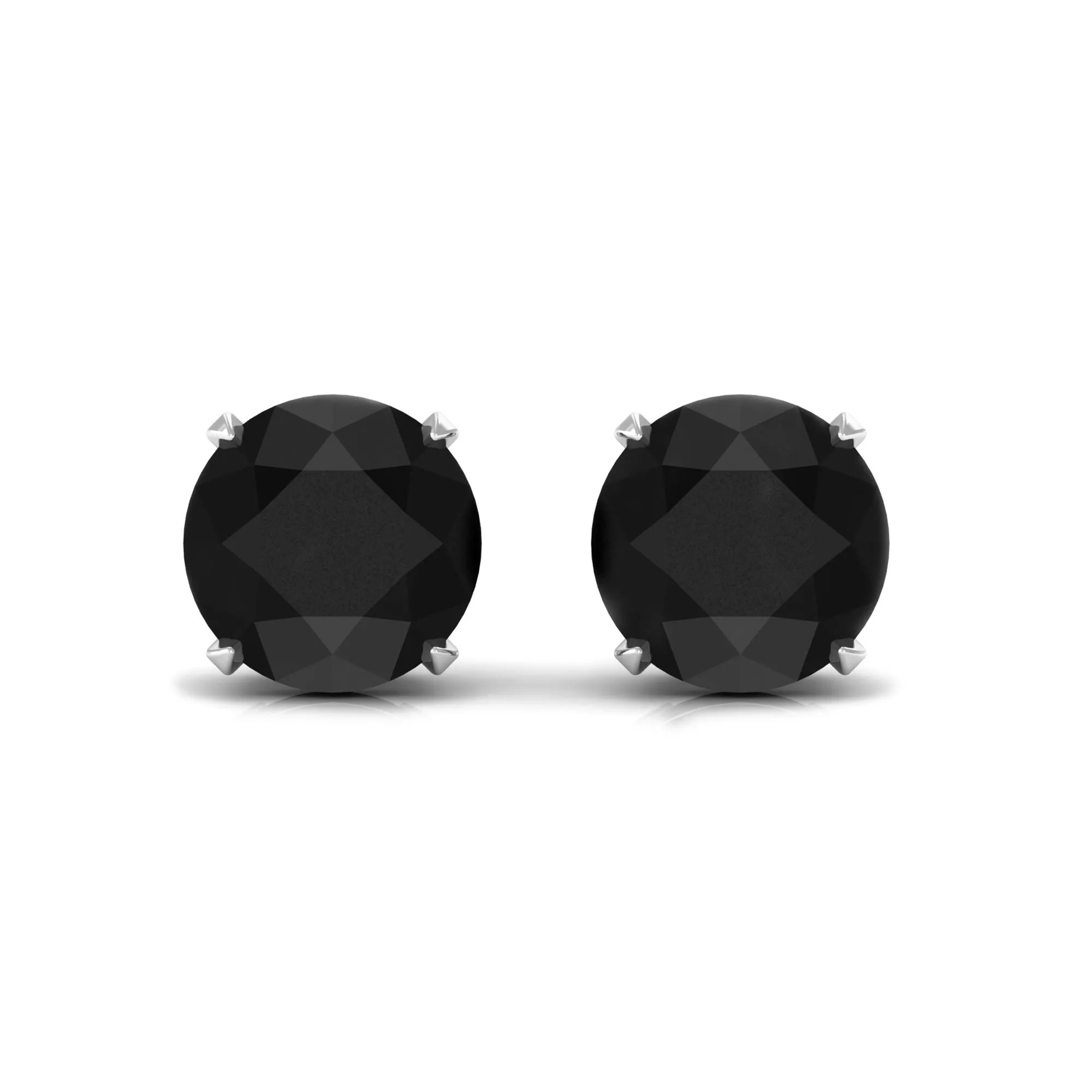 5 MM Round Black Onyx Solitaire Stud Earrings in Claw Setting