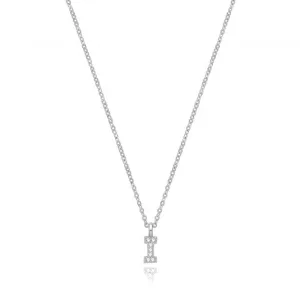 Acotis Silver Necklace Rhodium Plated Zirconia Initial G3395/I