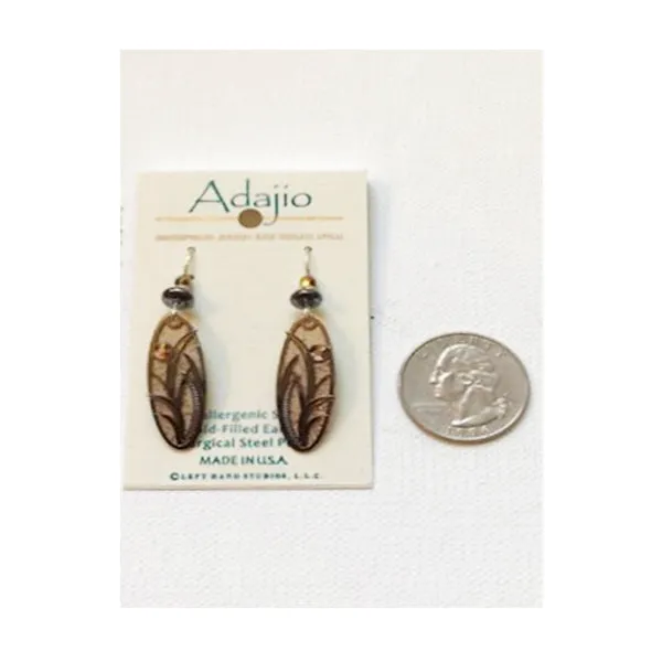 Adajio Reeds & Grasses Sandstone Brown Oval Pierced Earrings ~Made in Colorado~