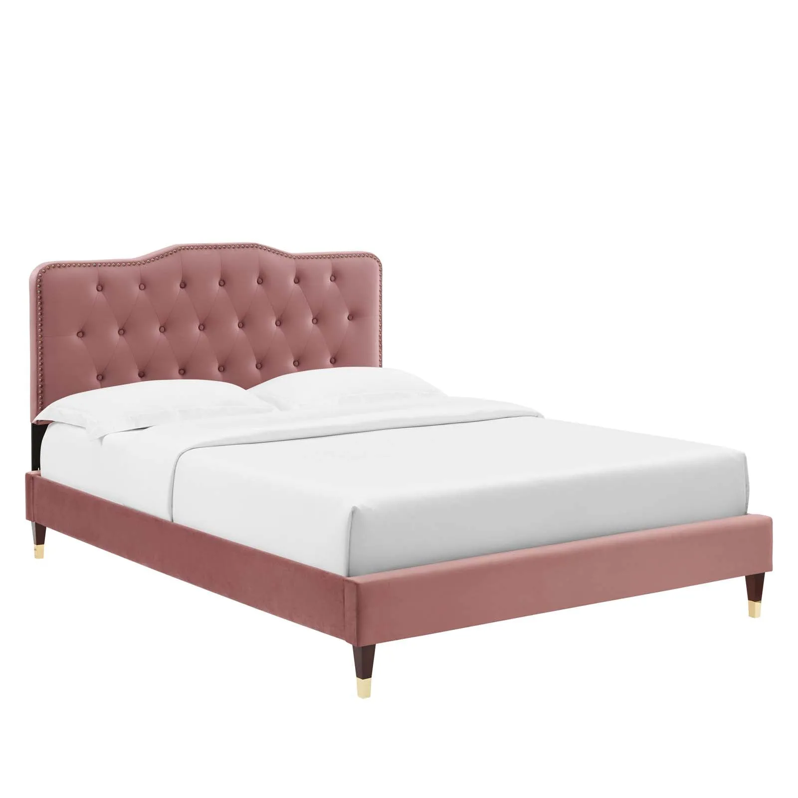 Amber Performance Velvet Twin Platform Bed By Modway - MOD-6779 - Dusty Rose