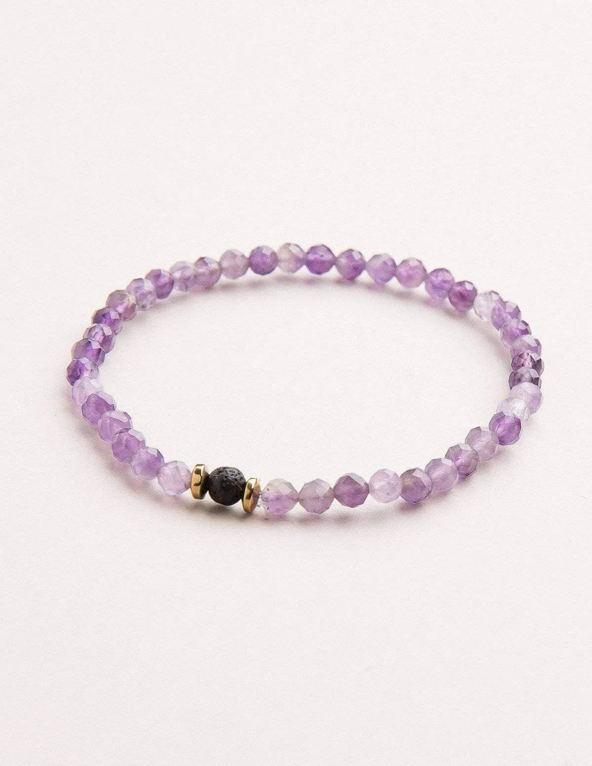 Amethyst & Lava Mini Gemstone Bracelet