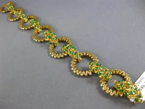 ANTIQUE WIDE AAA EMERALD 18KT YELLOW GOLD FILIGREE ROUND CIRCLE BRACELET #20950