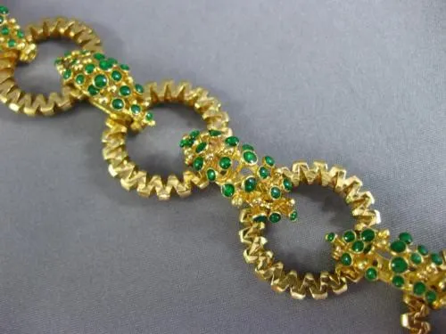 ANTIQUE WIDE AAA EMERALD 18KT YELLOW GOLD FILIGREE ROUND CIRCLE BRACELET #20950