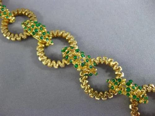 ANTIQUE WIDE AAA EMERALD 18KT YELLOW GOLD FILIGREE ROUND CIRCLE BRACELET #20950