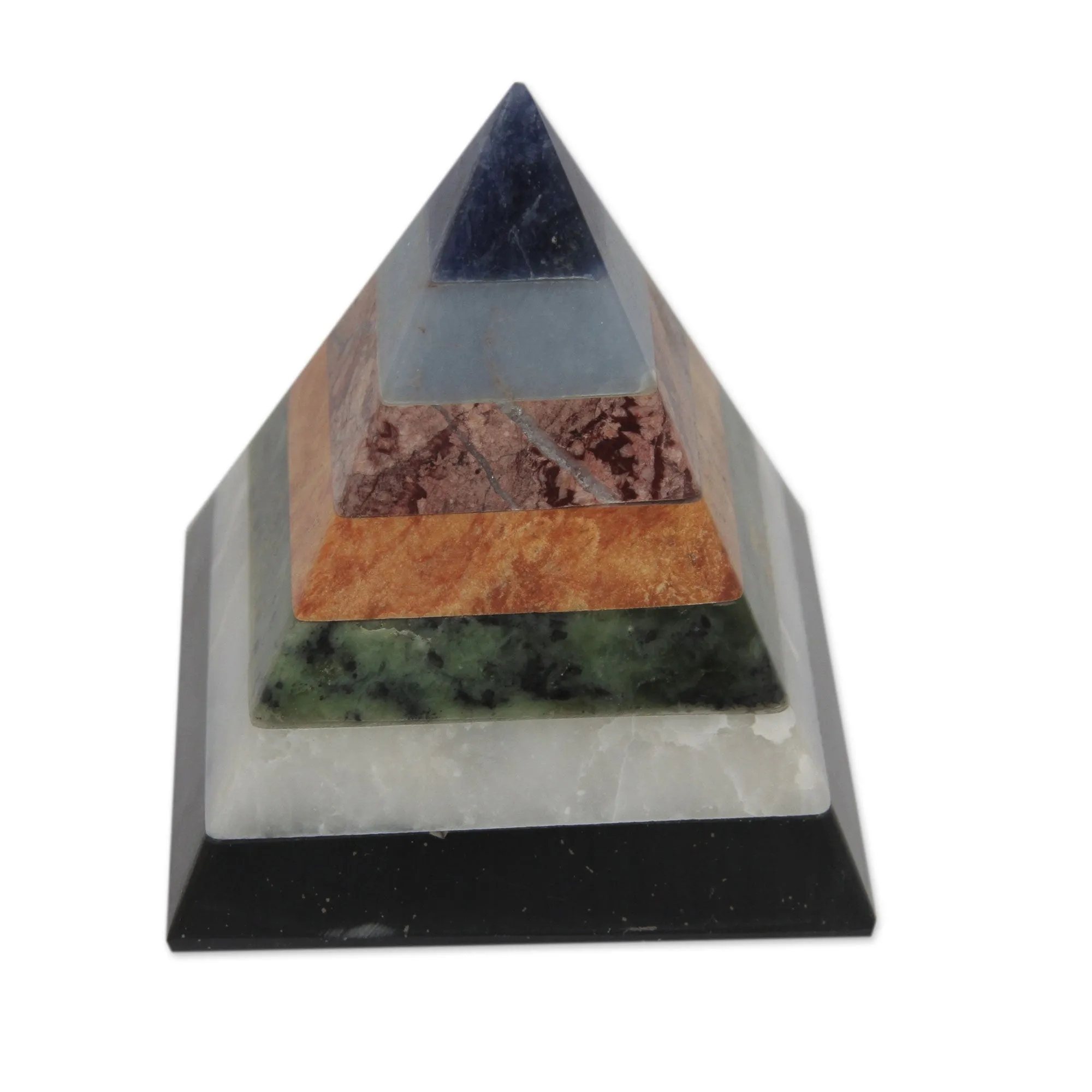 Artisan Crafted Seven Gem Pyramid Sculpture from the Andes - Empowered Spirituality | NOVICA