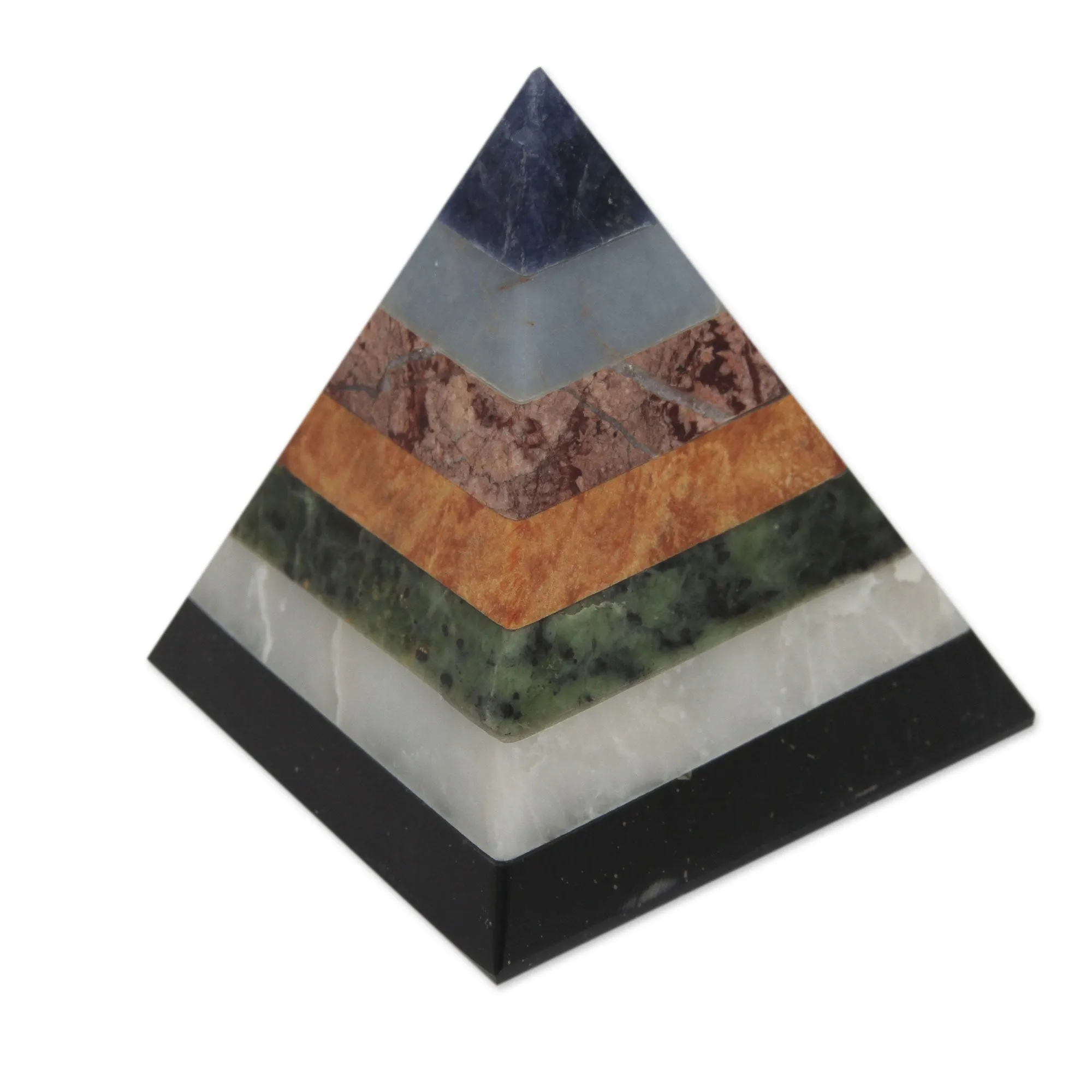 Artisan Crafted Seven Gem Pyramid Sculpture from the Andes - Empowered Spirituality | NOVICA