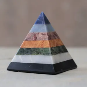 Artisan Crafted Seven Gem Pyramid Sculpture from the Andes - Empowered Spirituality | NOVICA