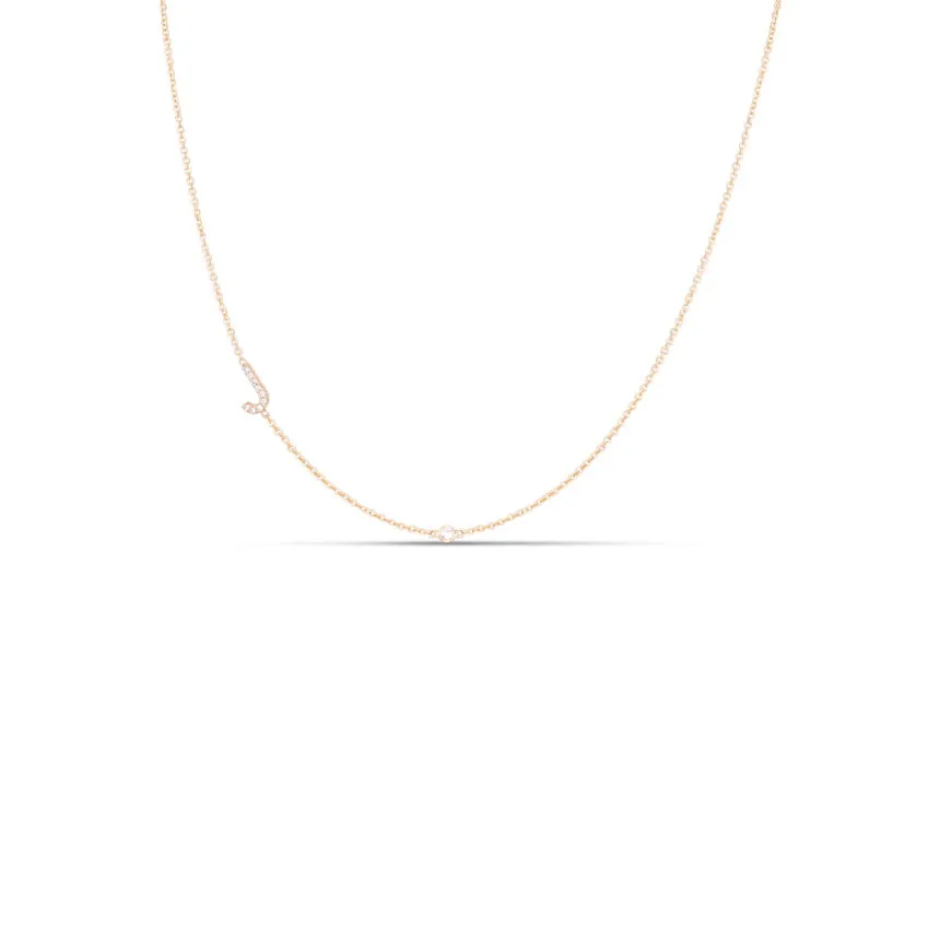 Asymmetrical Initial Necklace With Diamond