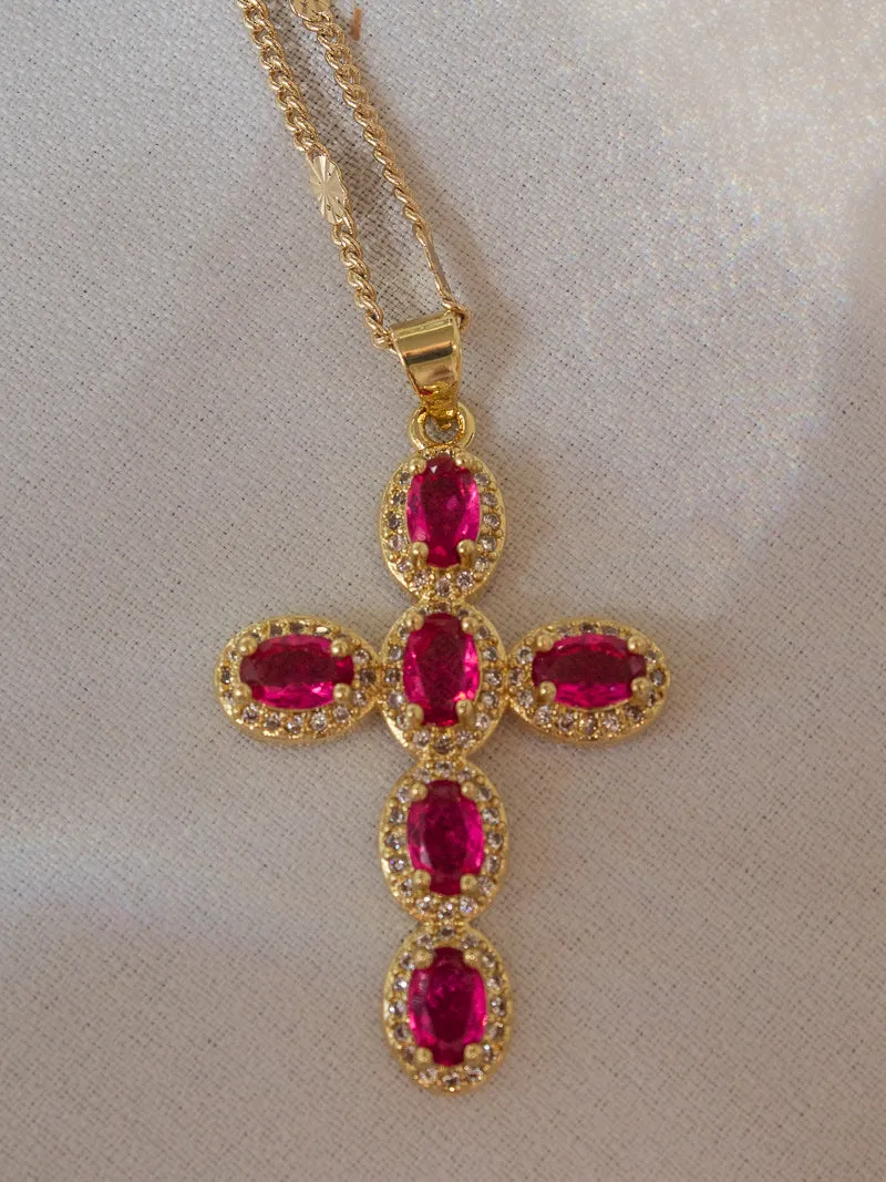 AURORA CROSS NECKLACE | FUCHSIA