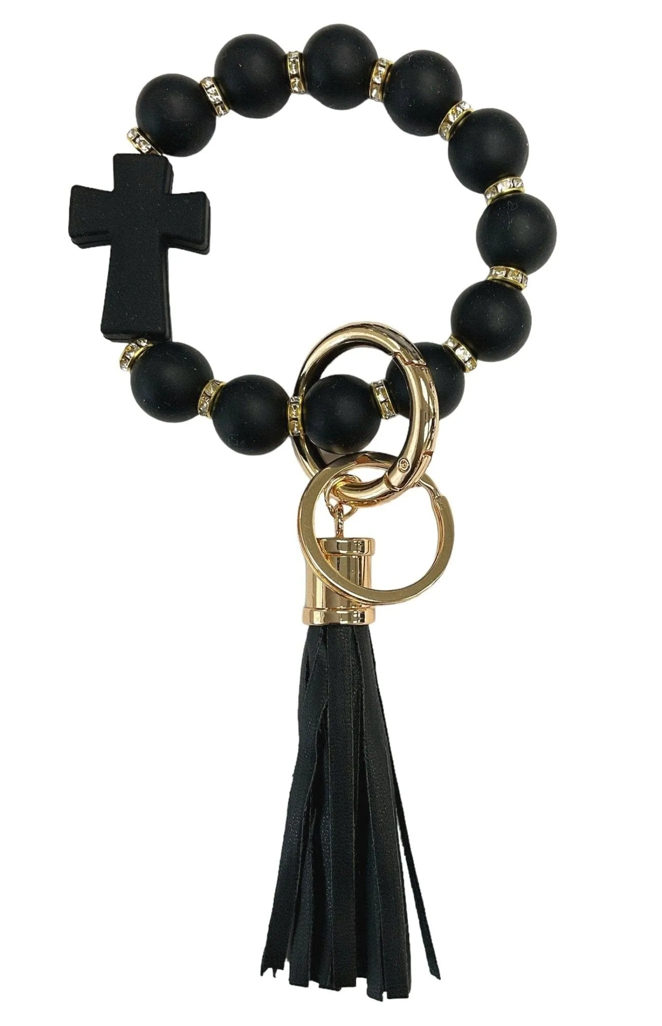 BB139x191 Silicone Beaded Cross Keychain Bracelet