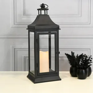 Black Metal Lantern with LED Candle