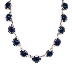 Black Onyx Ovals & Sterling Silver Necklace