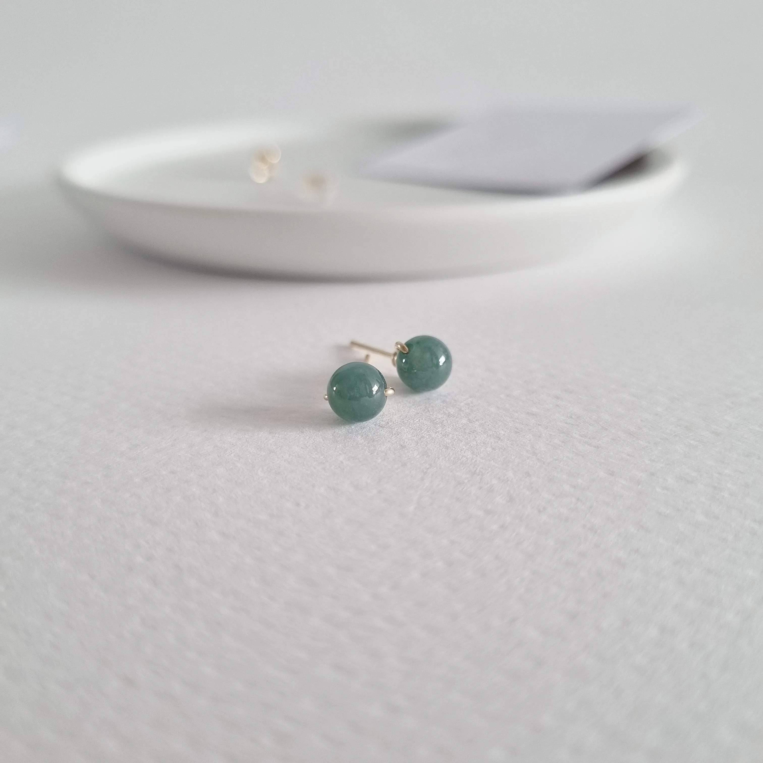 Blue Jade Earstuds 5mm (Basic) / 14k Gold-filled