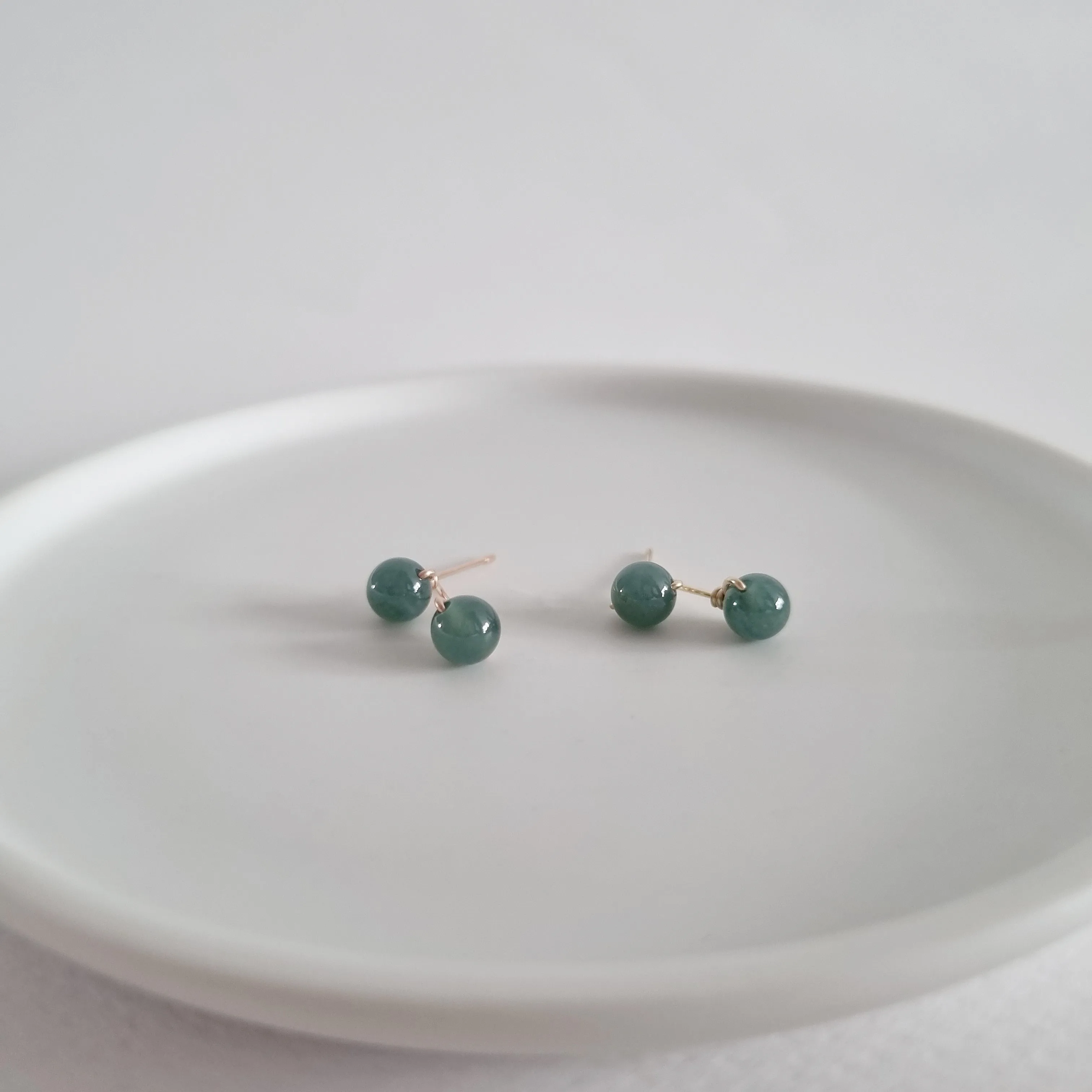 Blue Jade Earstuds 5mm (Basic) / 14k Gold-filled