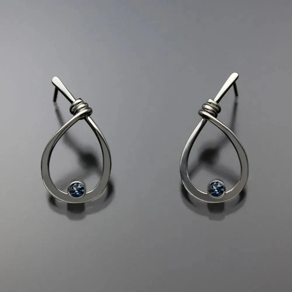 Blue Topaz Earrings EAR190SMLTZ Sterling Silver by John Tzelepis Jewelry