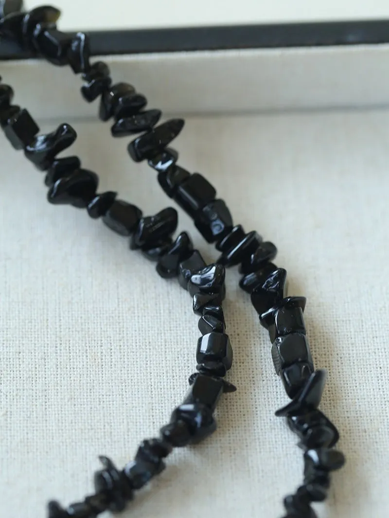 Brilliant Black Agate Crushed Stone Baroque Pearl Necklace