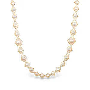 Cascading Woven Akoya Pearl Necklace