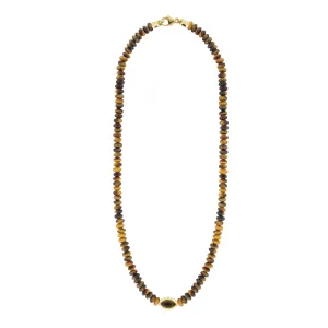 Citrine Eye of the Idol on Tiger's Eye Beaded Necklace