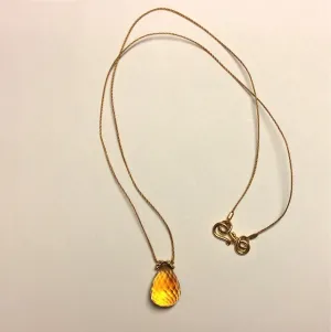 Citrine single drop necklace on a cord